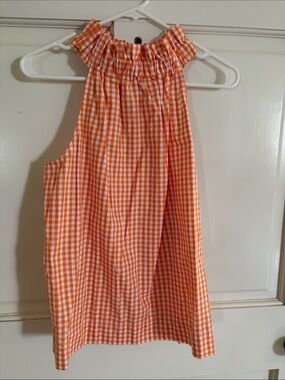 Orange Gingham Halter Neck Top